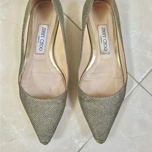 Refurbished Authentic Jimmy Choo Ballerina Lame Glitter Flat Size 37